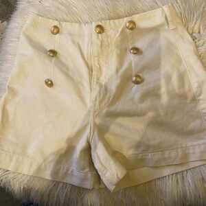 Zara Cream High-Waist Sailor Button Shorts